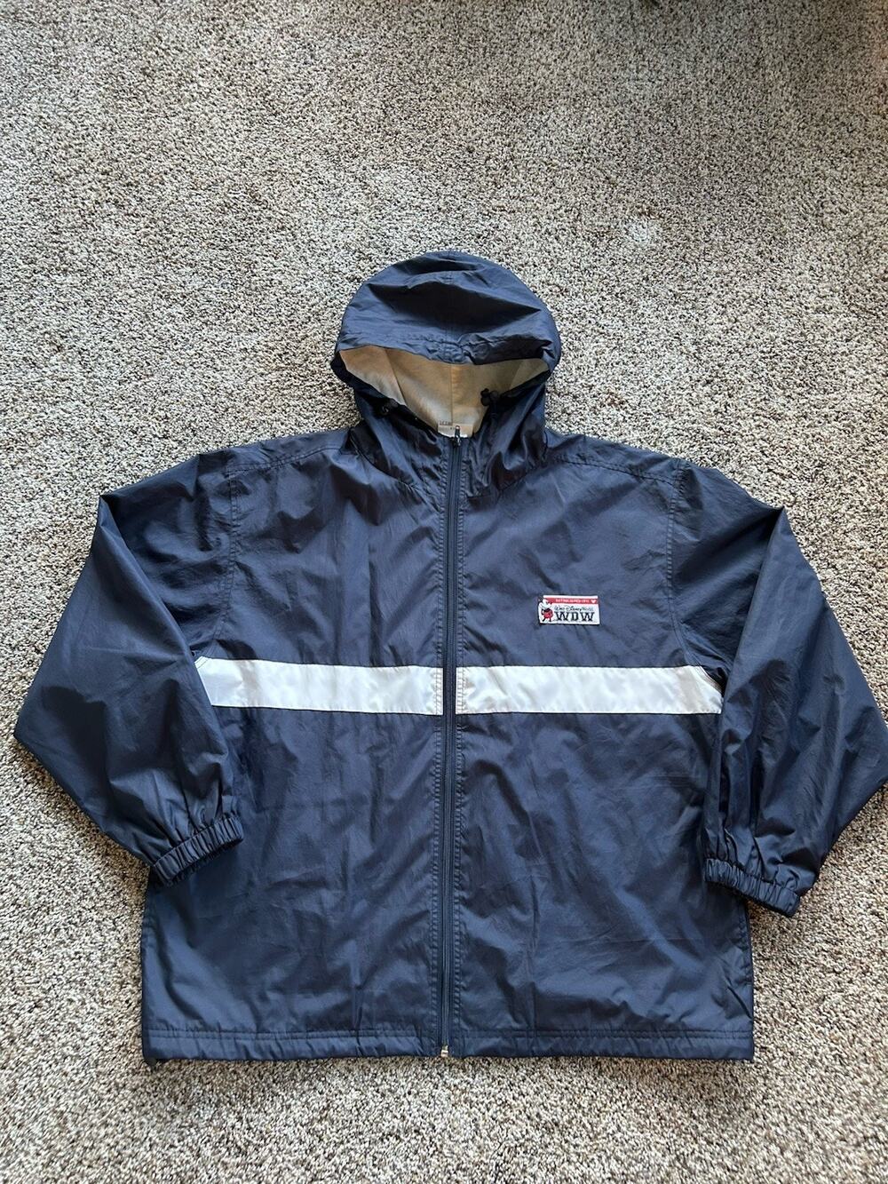 Walt Disney World Mickey Jacket size L Men’s Hooded Full Zip WDW Blue White F26